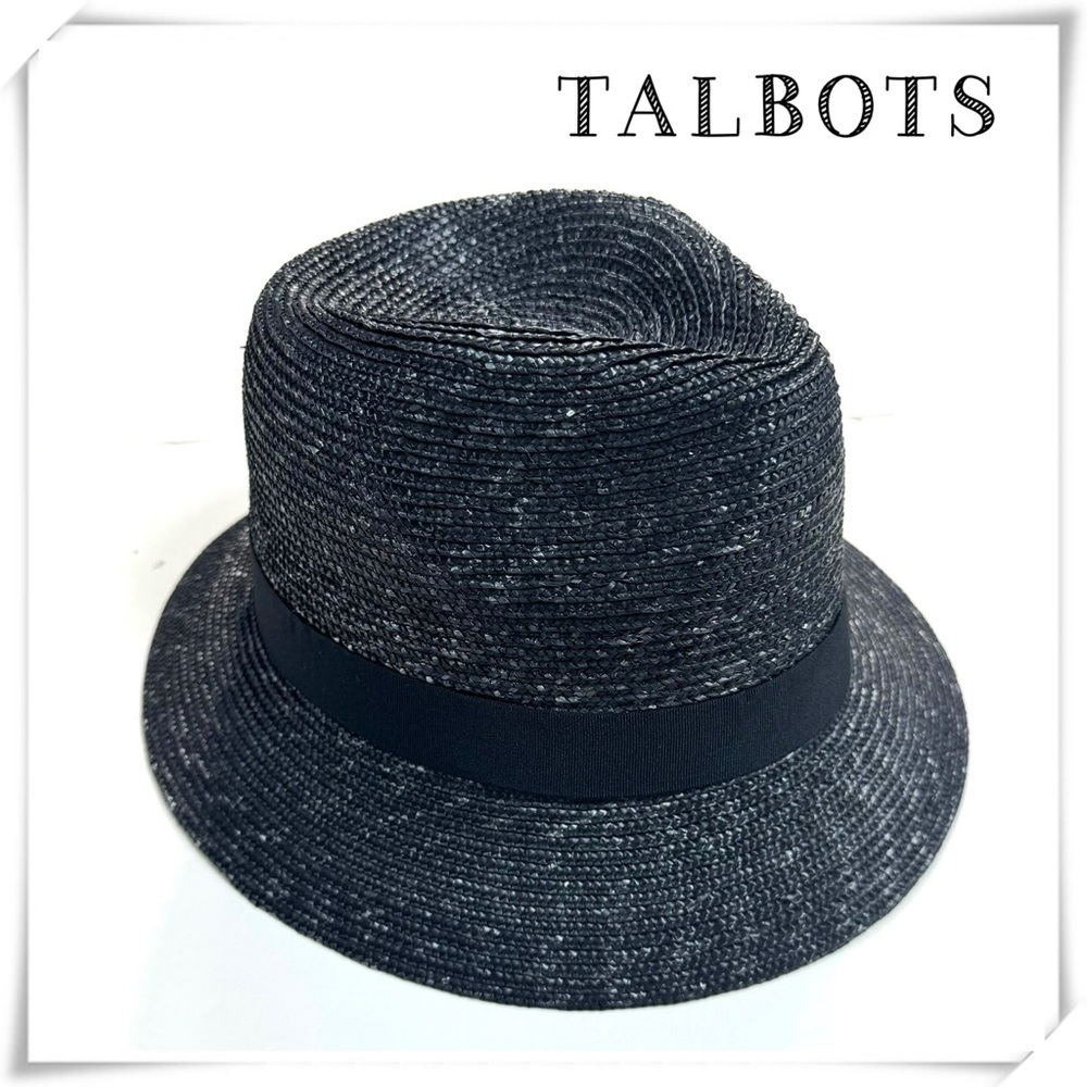 Talbots Raffia Fedora Hat in Black New with Tag